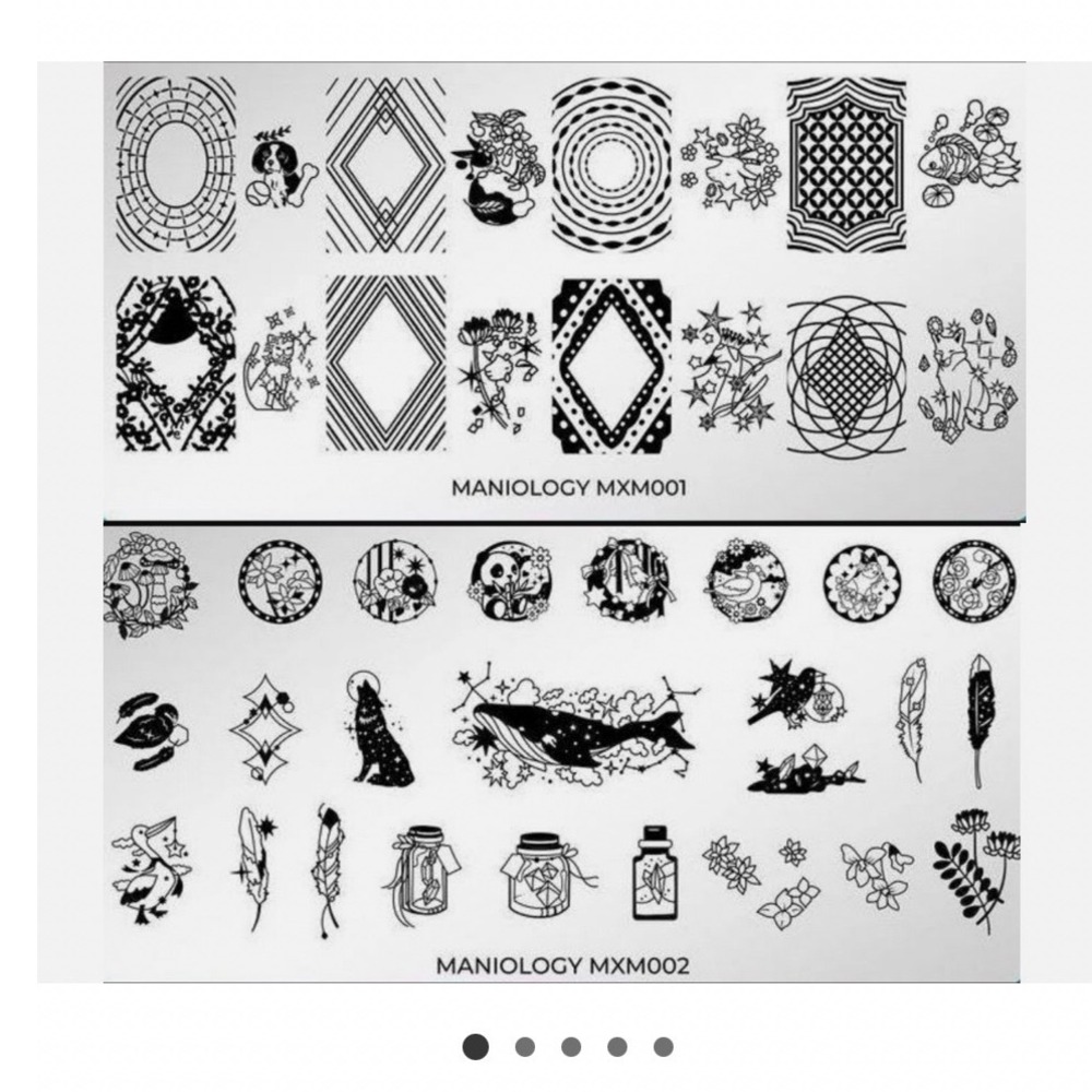 Maniology Nail Stamping Plate MXM001 MXM002 Silver Excellent Celestial Geometric